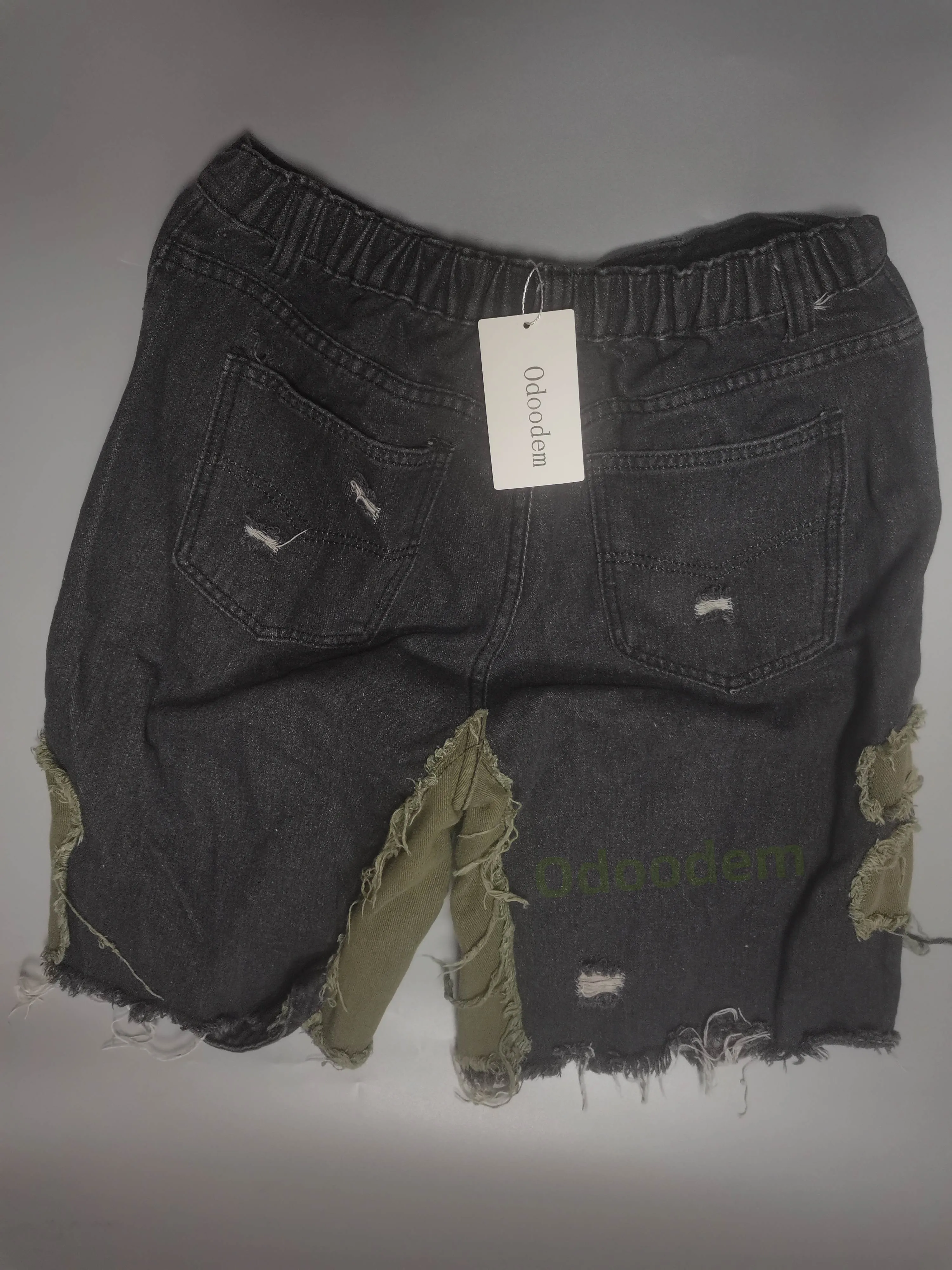 Odoodem Jeans, men's shorts, casual denim, elastic slim fit, washed with holes
