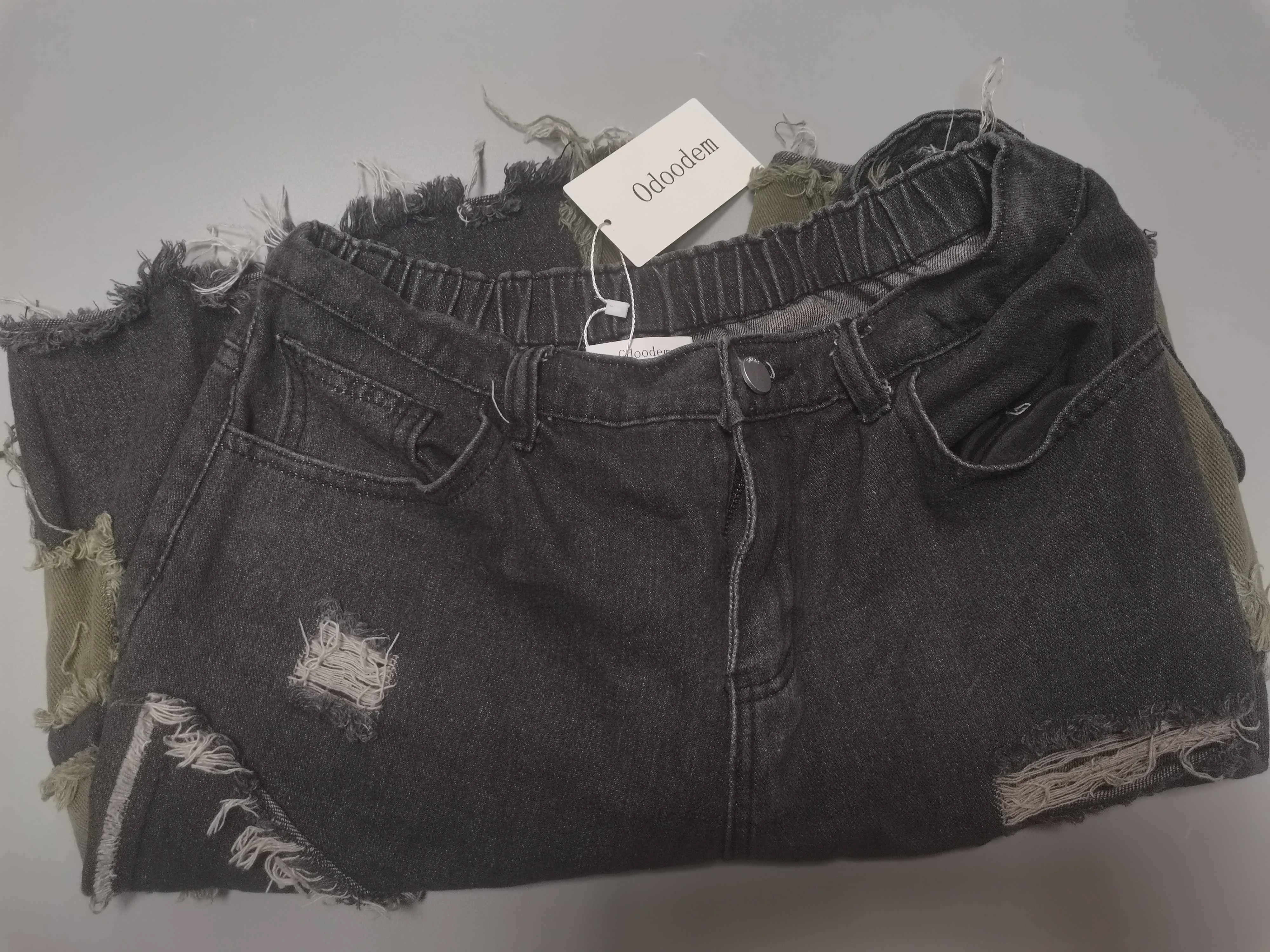 Odoodem Jeans, men's shorts, casual denim, elastic slim fit, washed with holes