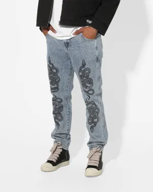 Saint Morta Death Adder Relaxed Jeans Stone Wash Blue