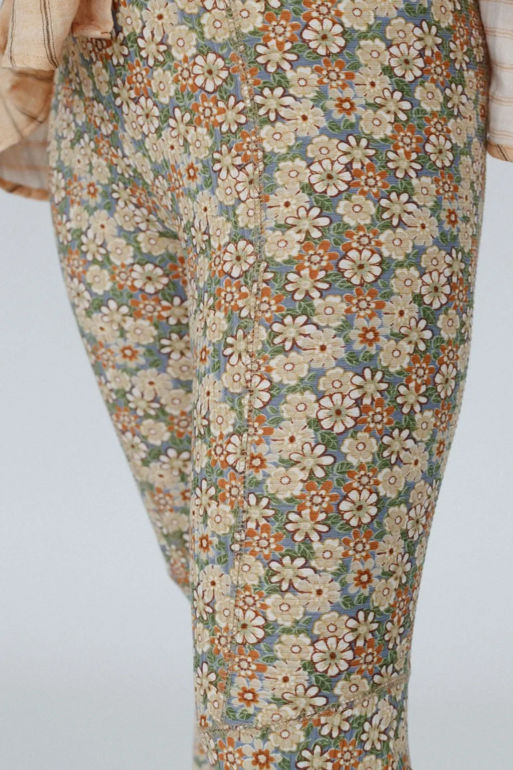 The Nest Dream in Flowers Flare Pants - Denim Khaki