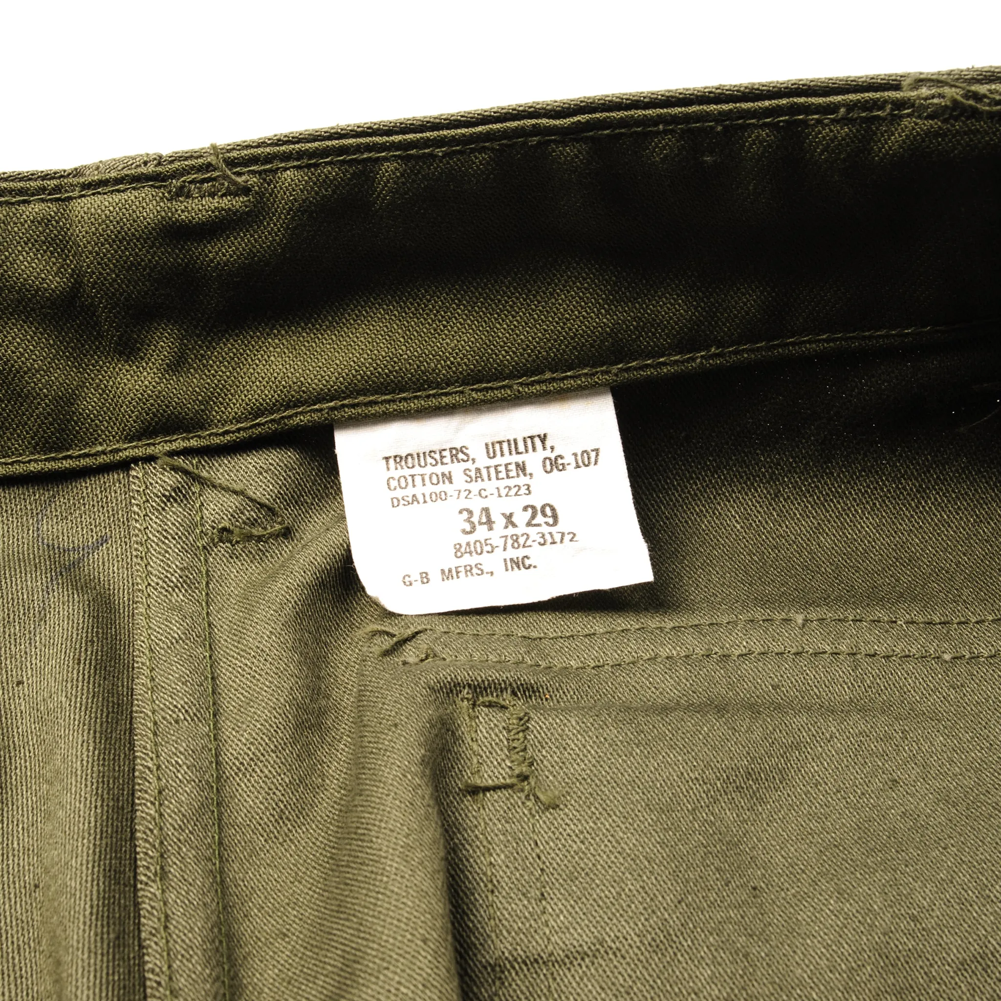VINTAGE US ARMY UTILITY OG-107 SATEEN TROUSERS PANTS 1972 VIETNAM WAR SIZE W32 L29