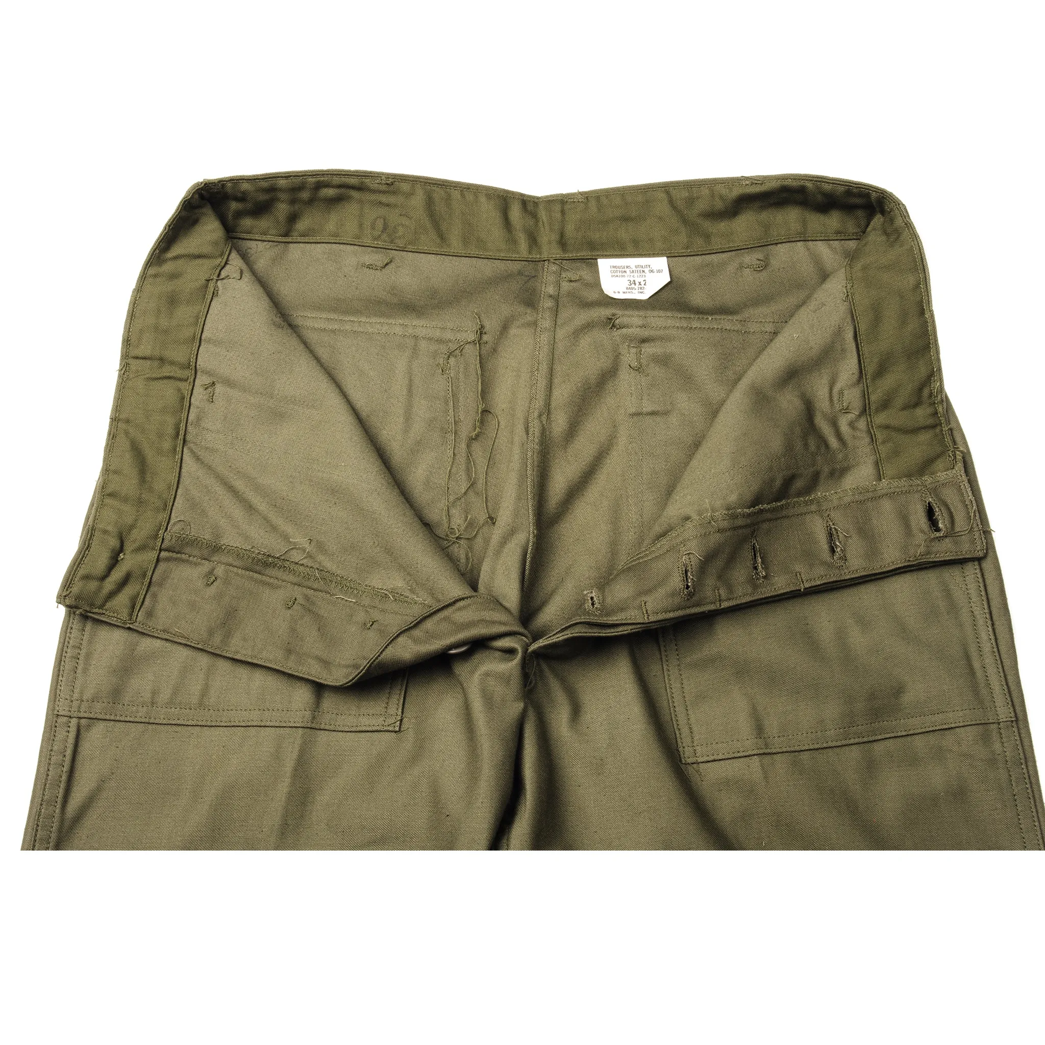 VINTAGE US ARMY UTILITY OG-107 SATEEN TROUSERS PANTS 1972 VIETNAM WAR SIZE W32 L29