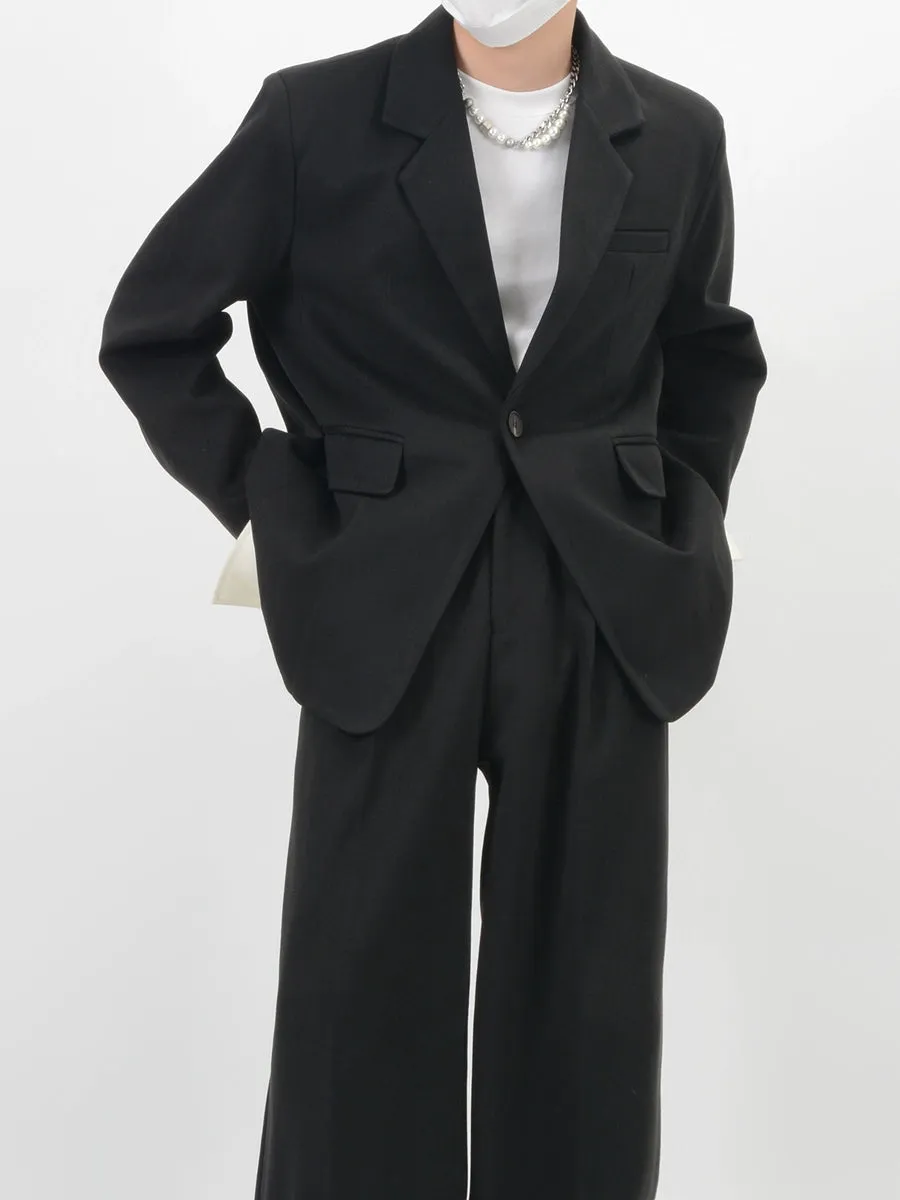 Wide-Leg Button-Detail Blazer Set