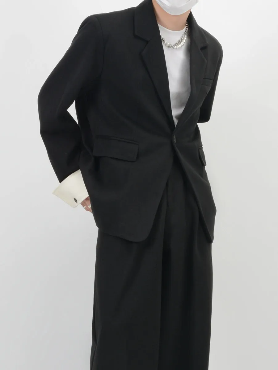 Wide-Leg Button-Detail Blazer Set
