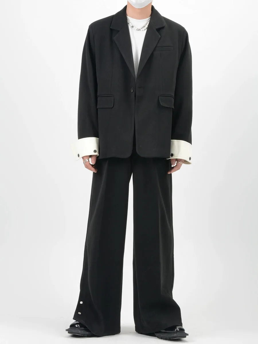 Wide-Leg Button-Detail Blazer Set