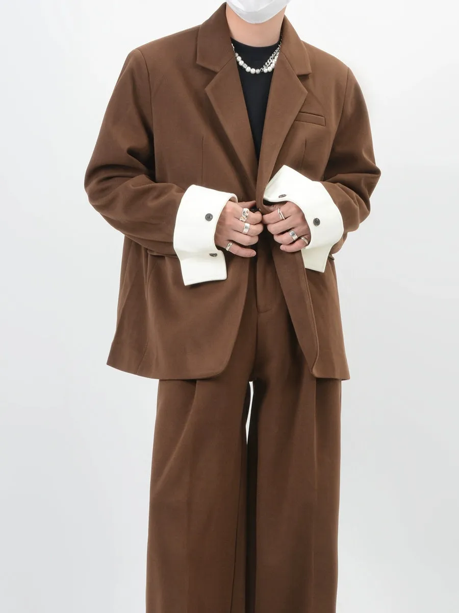 Wide-Leg Button-Detail Blazer Set