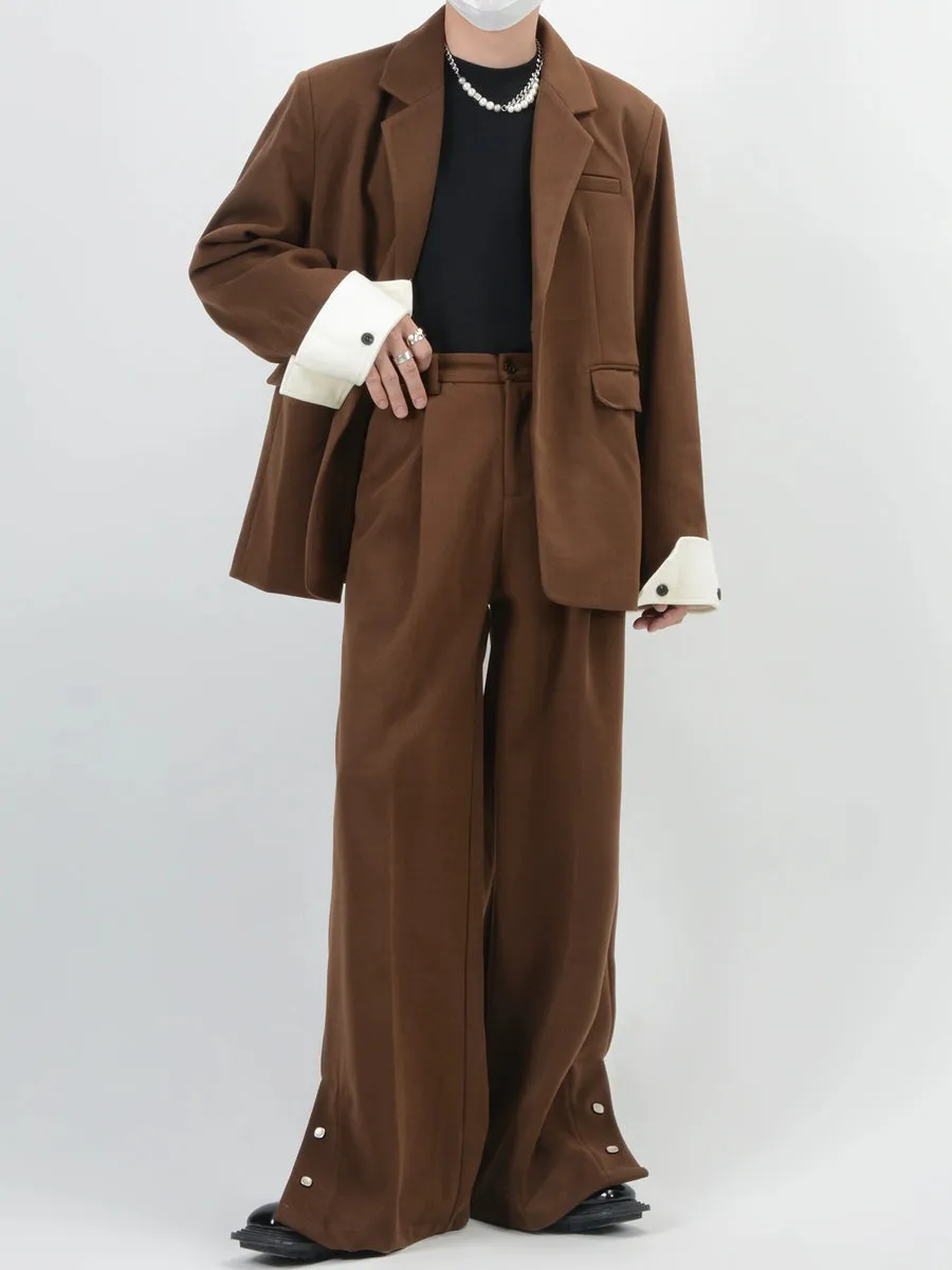 Wide-Leg Button-Detail Blazer Set