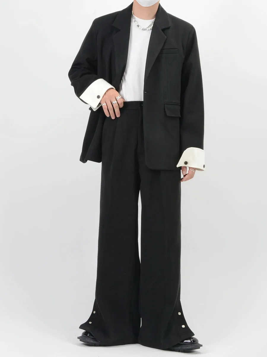 Wide-Leg Button-Detail Blazer Set