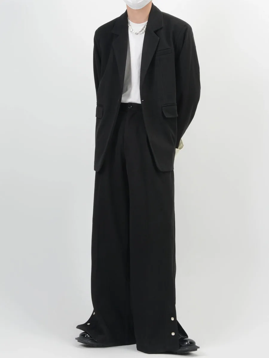 Wide-Leg Button-Detail Blazer Set