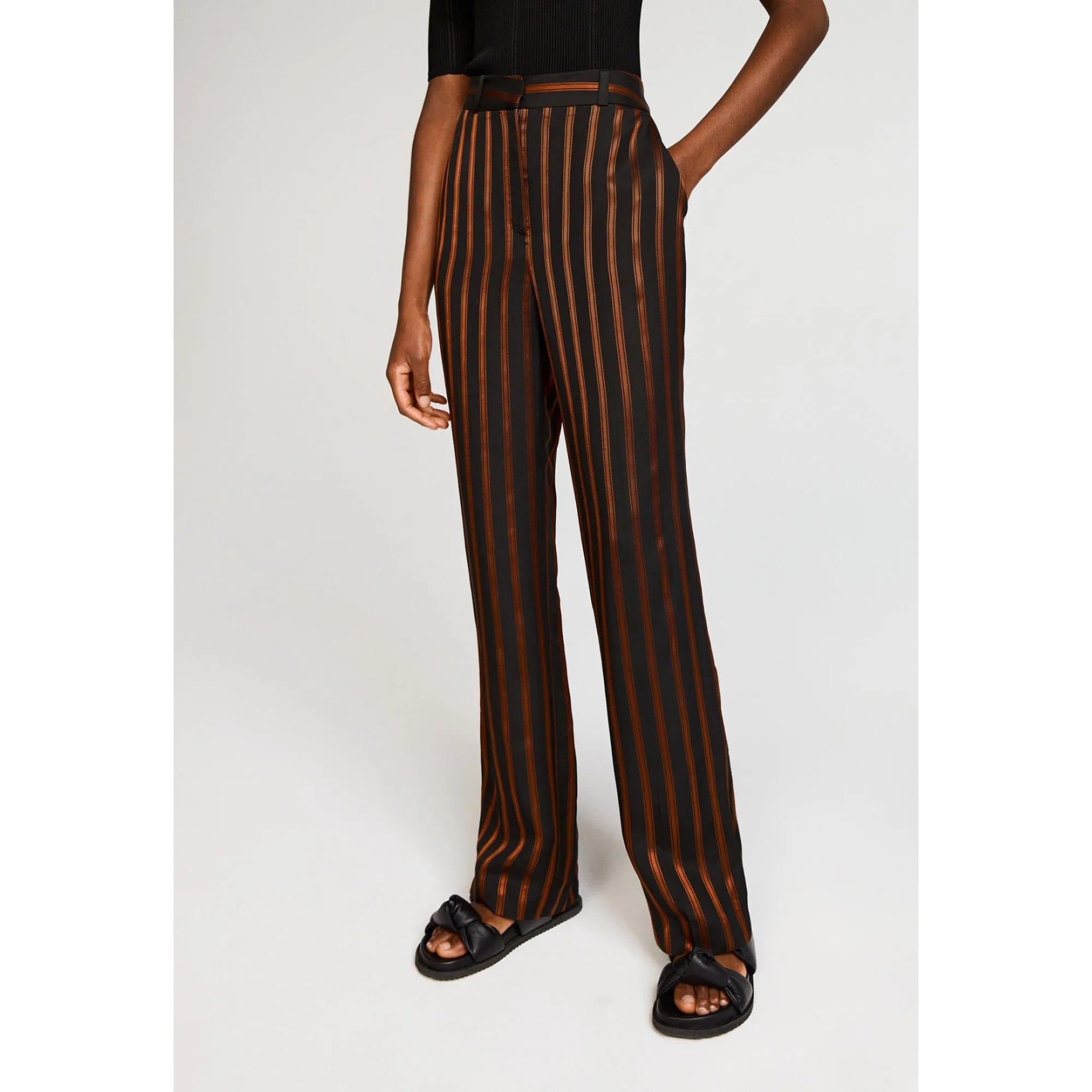Women High-Waisted Trousers - Dual-Color