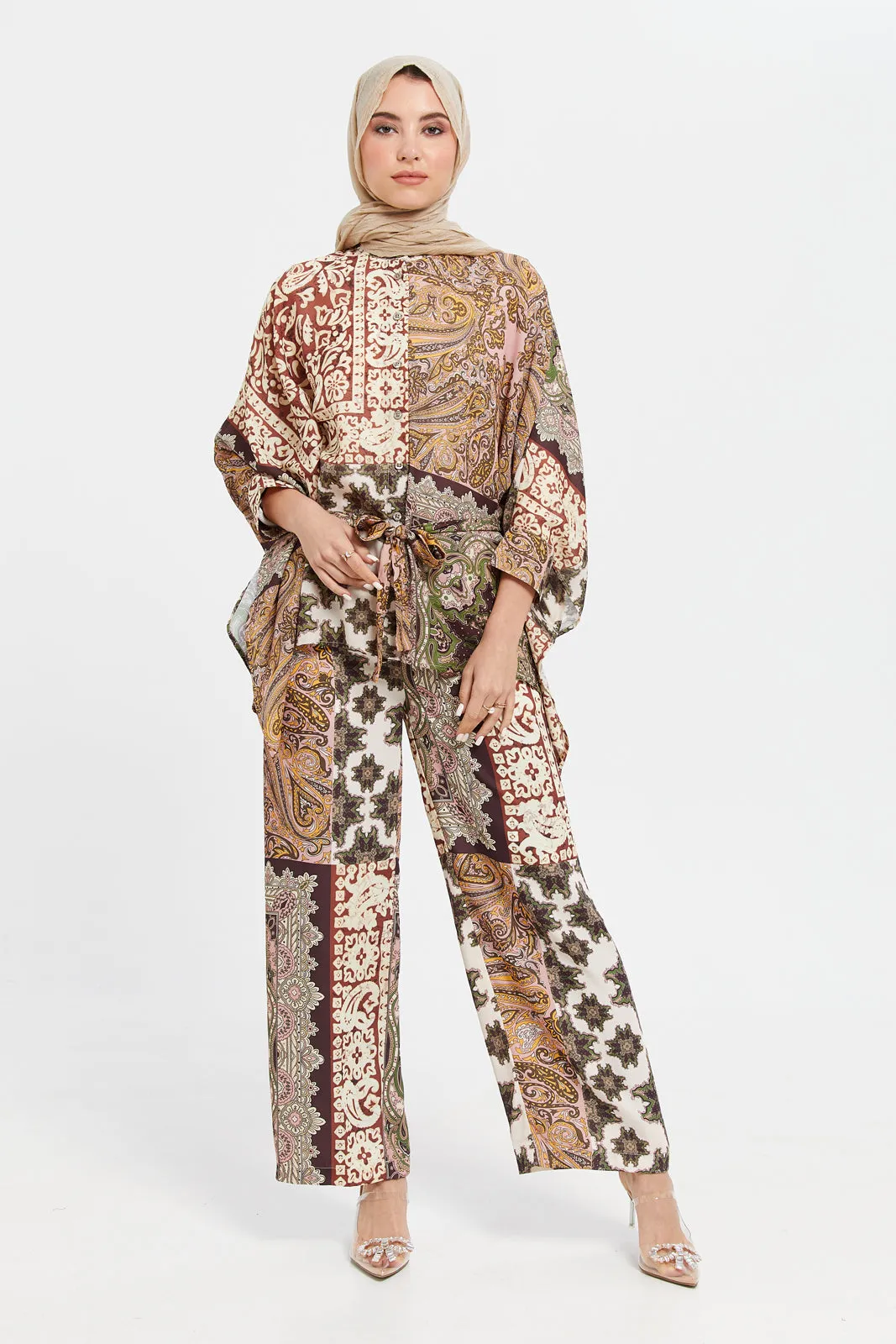 Women Multicolour Printed Wide Leg Trousers