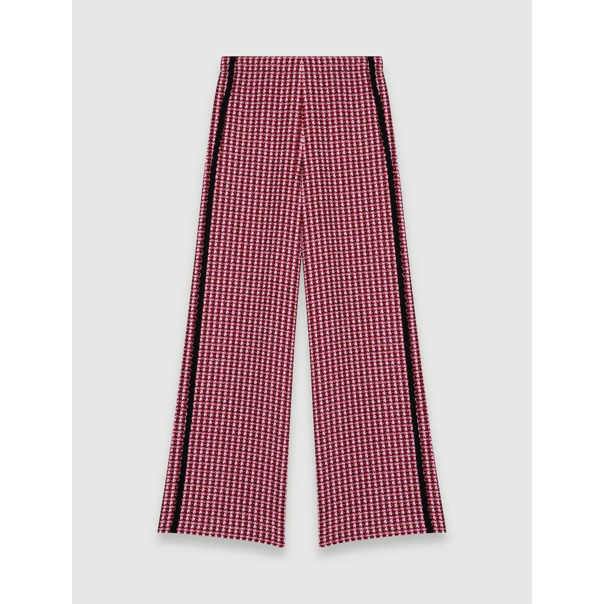 Women Wide Trousers In Contrast Tweed - Fuchsia