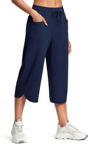 Women's Capri Pants Wide Leg Plus Size Lightweight Quick Dry Casual Summer Pants Sweatpants Hiking Walking