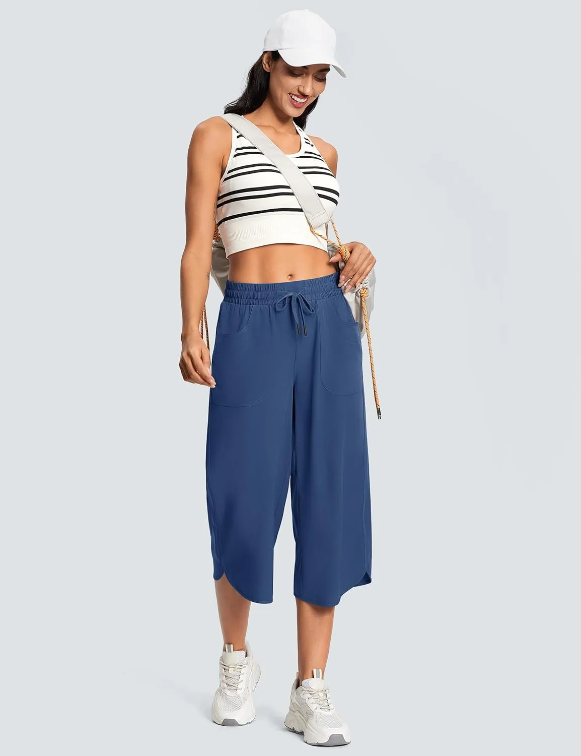 Women's Capri Pants Wide Leg Plus Size Lightweight Quick Dry Casual Summer Pants Sweatpants Hiking Walking