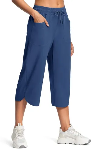 Women's Capri Pants Wide Leg Plus Size Lightweight Quick Dry Casual Summer Pants Sweatpants Hiking Walking