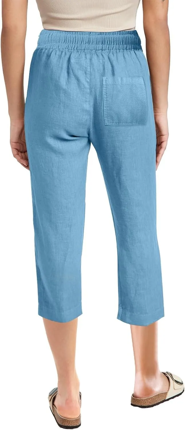 Womens Summer Pants 2024 Trendy Women Fashion High Waisted Wide Leg Pants Drawstring Elastic Jogging Pants