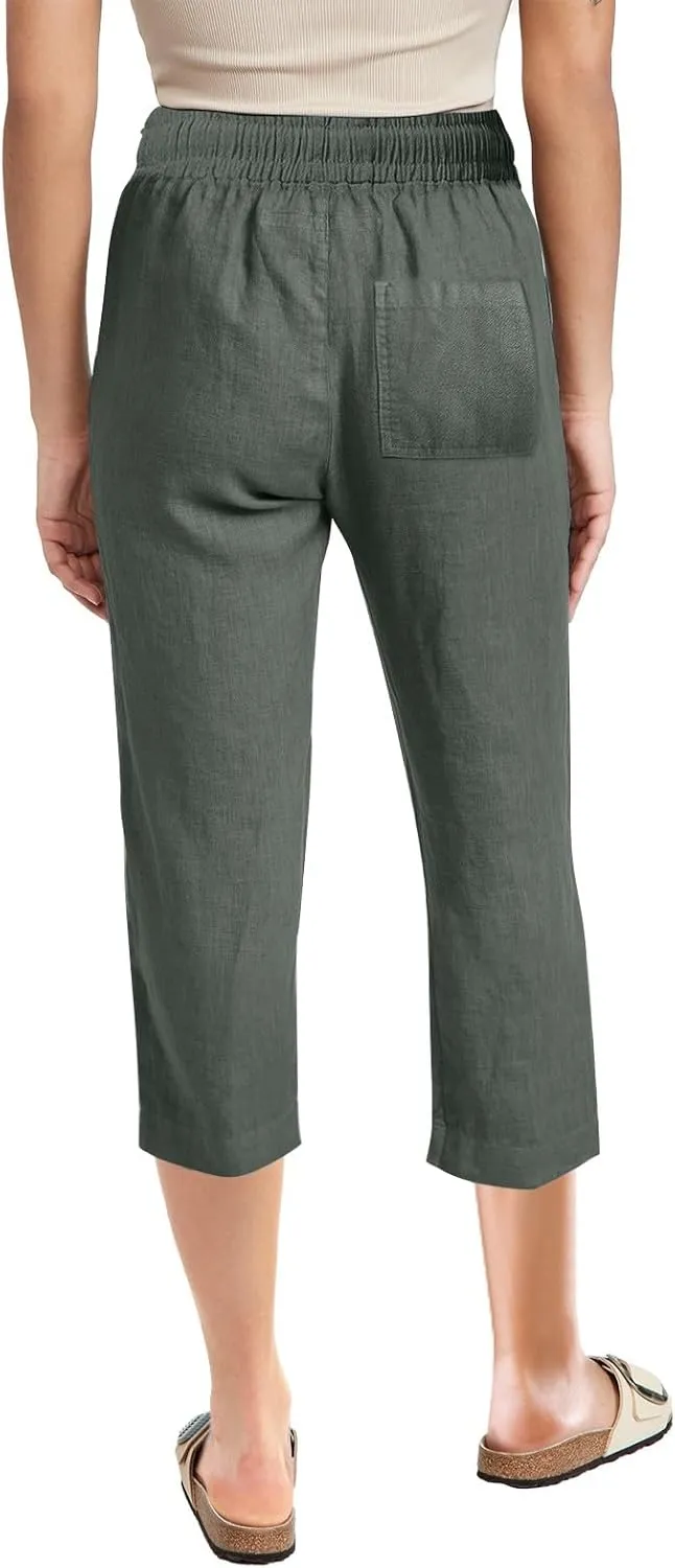 Womens Summer Pants 2024 Trendy Women Fashion High Waisted Wide Leg Pants Drawstring Elastic Jogging Pants