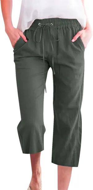 Womens Summer Pants 2024 Trendy Women Fashion High Waisted Wide Leg Pants Drawstring Elastic Jogging Pants