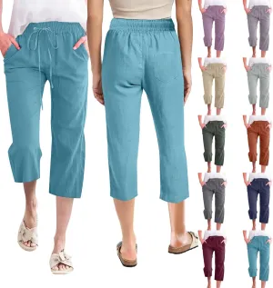 Womens Summer Pants 2024 Trendy Women Fashion High Waisted Wide Leg Pants Drawstring Elastic Jogging Pants